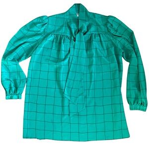 Vintage Green Puff Sleeve Blouse Size 20
